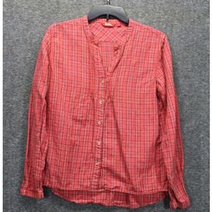 Fjall Raven Button Shirt Size Small Plaid Pleated Long Sleeve Red